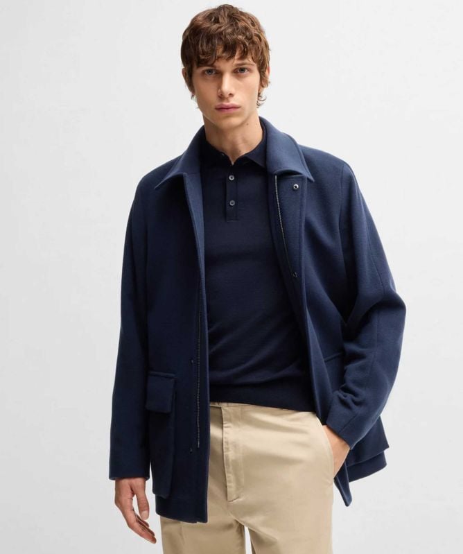 BOSS Virgin Wool C-Coxtan-Patch-244 Coat