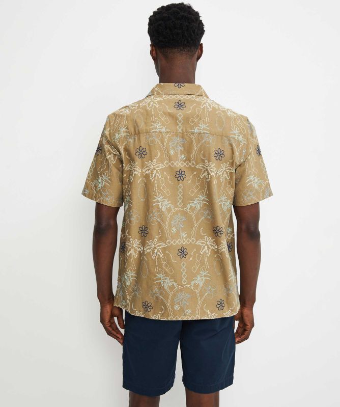 Wax London Embroidered Palm Tree Didcot Shirt