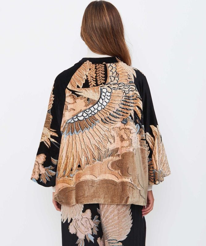 One Hundred Stars Crane Black Velvet Jacket