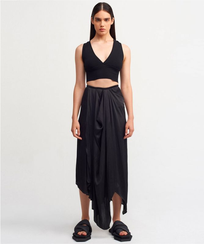 NU London Satin Asymmetric Skirt