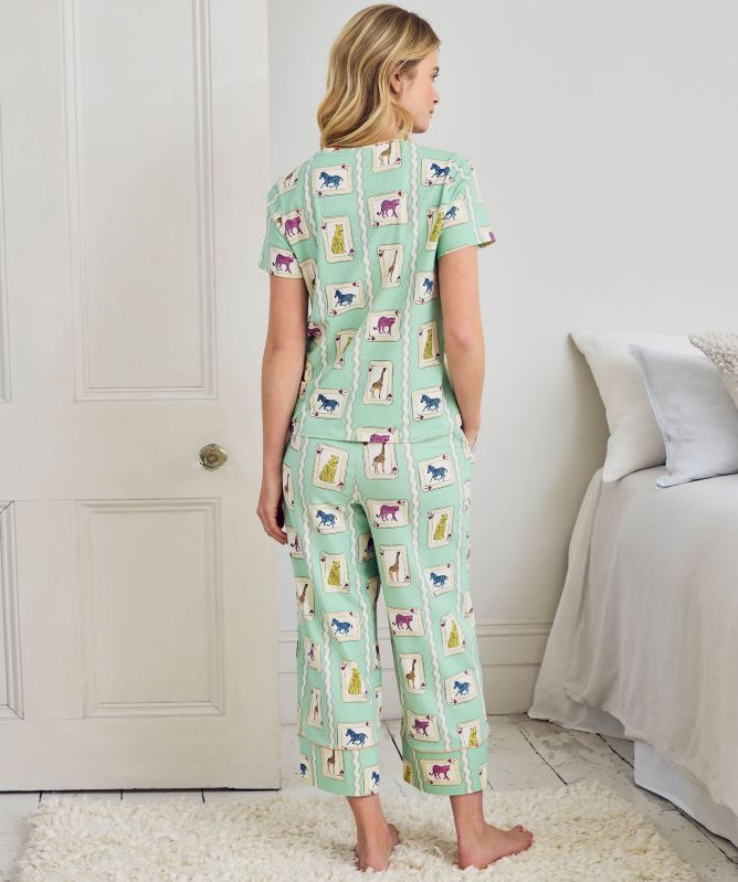 Chelsea Peers Playing Card Animals Print Long Pajamas