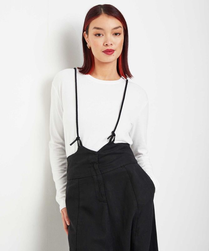 Lurdes Bergada Linen-Blend Cropped Dungarees