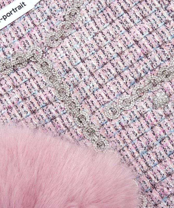 Self-Portrait Bouclé Faux Fur Cuff Jacket