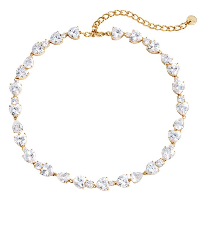 Self Portrait Gold Heart Crystal Necklace