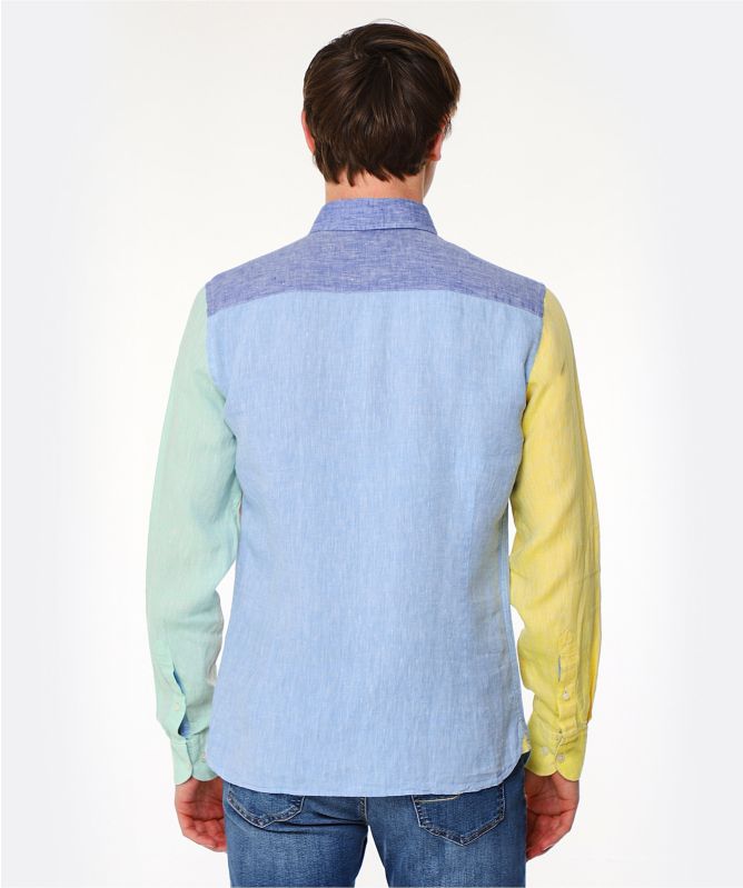 Hackett Slim Fit Linen Multi Panel Shirt