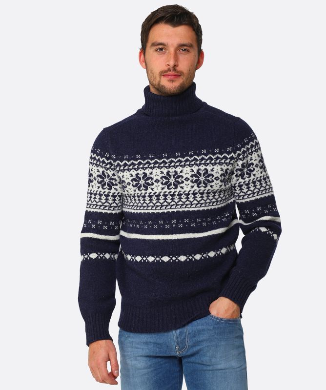 J. Blades Lambswool Fair Isle Roll Neck Sweater