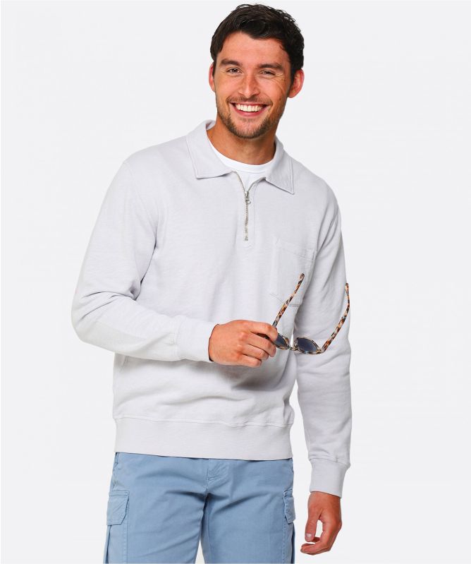 Hartford Lightweight Polo Zip Sweatshirt