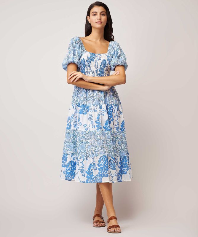 Handprint Dream Apparel Waterfront Cotton Floral Midi Dress