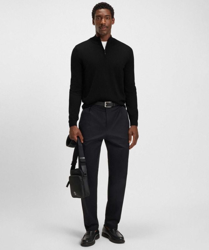 BOSS Virgin Wool Ebenji Zip Jumper