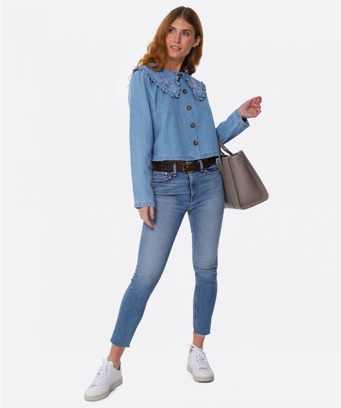 RIXO Debbie Cropped Denim Jacket