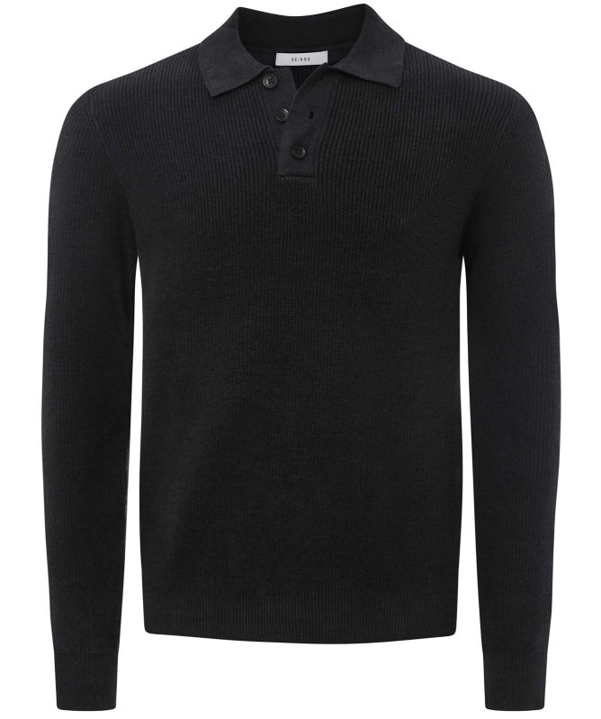 Seinse Rib Knit Long Sleeve Polo
