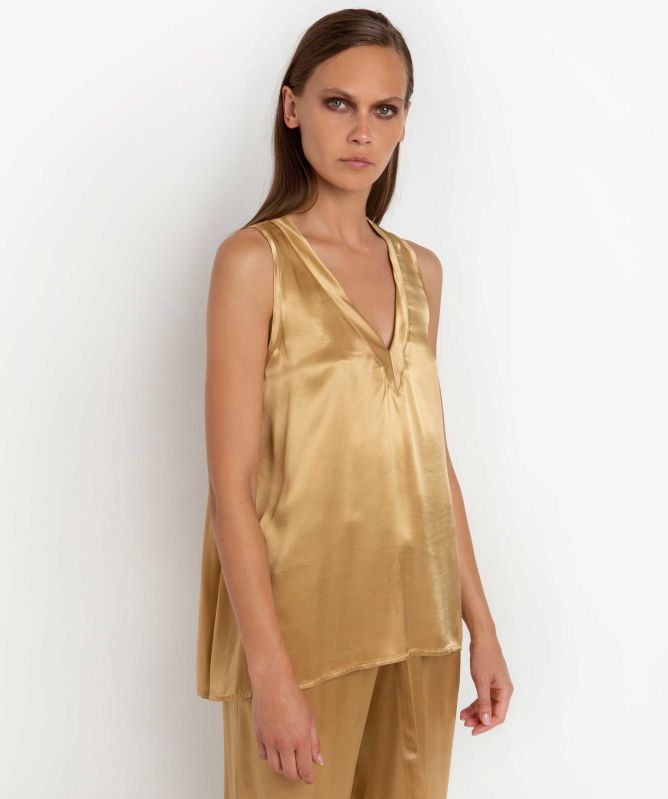 Greek Archaic Kori V-Neck Satin Vest