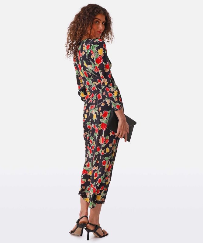 RIXO Selma Silk Midi Dress