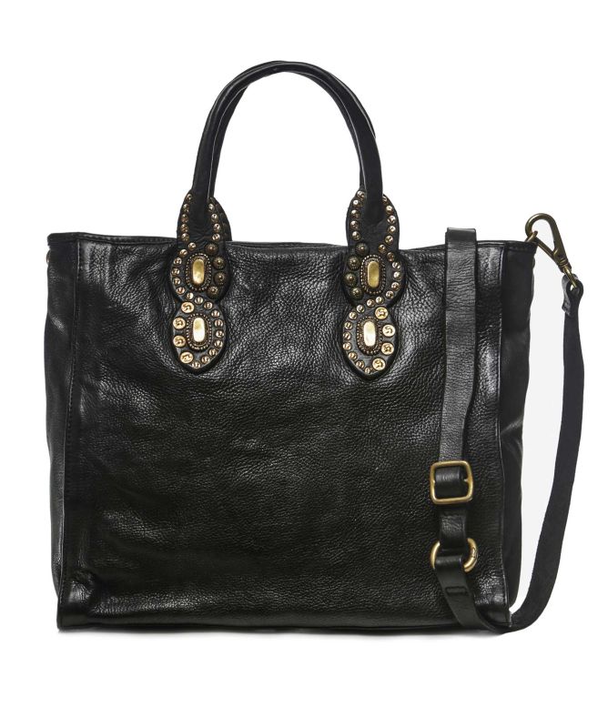 Campomaggi Leather Studded Shopper Bag