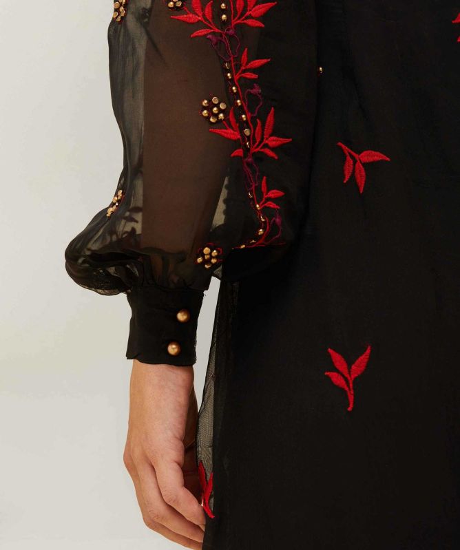 FARM Rio Organza Long Sleeve Midi Dress