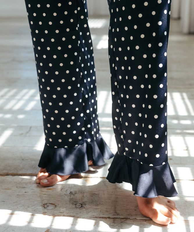 Chelsea Peers Satin Polka Dot Long Pyjama Set