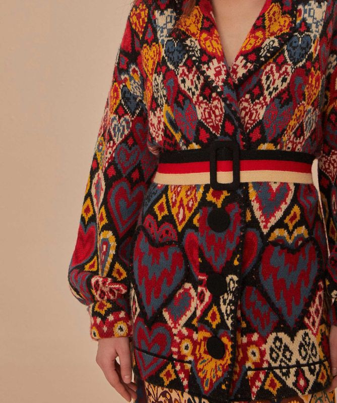 FARM Rio Hearts Ikat Knitted Blazer