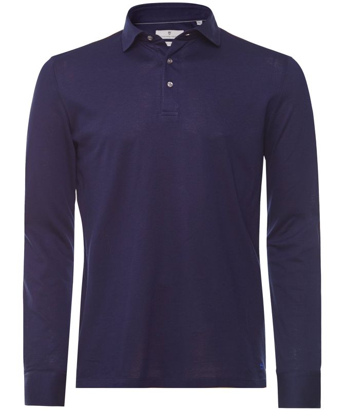 Thomas Maine Cotton Pique Long Sleeve Polo Shirt