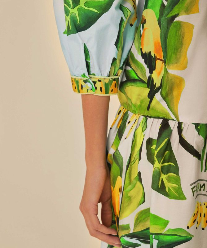 FARM Rio Blue Summer Foliage Scarf Mini Dress