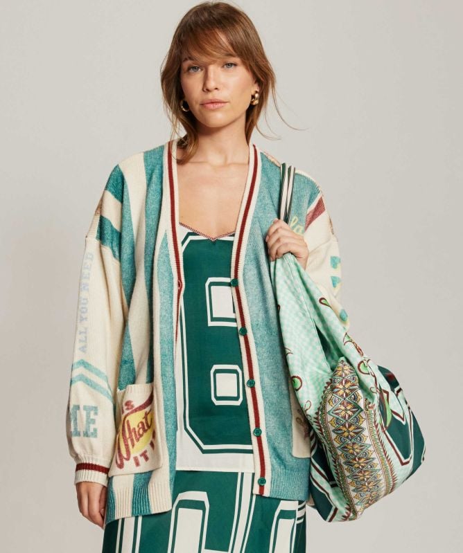 Me369 Liv Sporty Jade Printed Cardigan