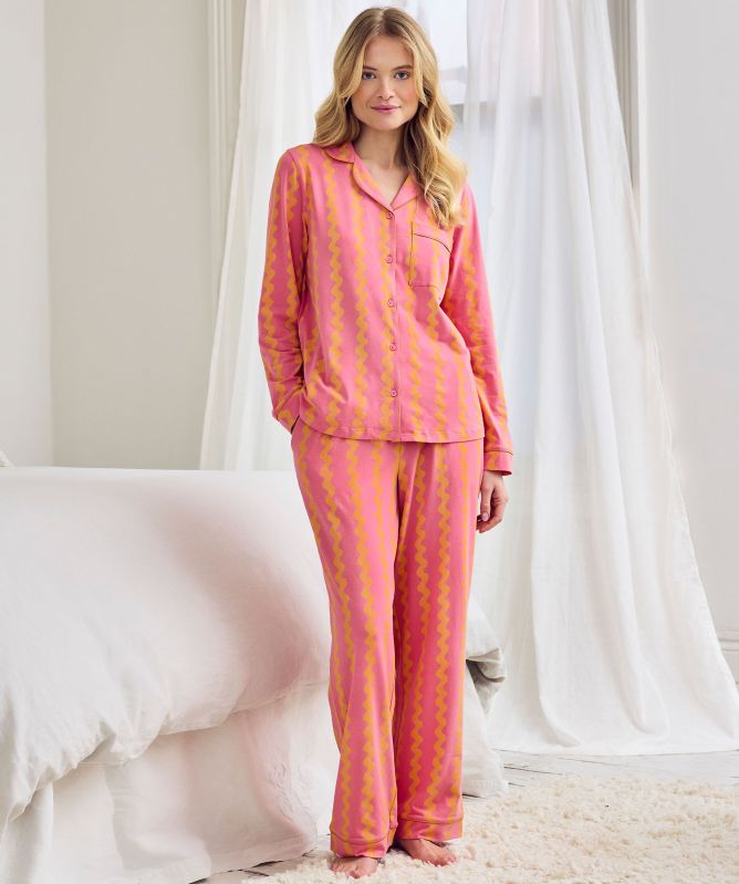 Chelsea Peers Sunset Wavy Stripe Long Pajama Set
