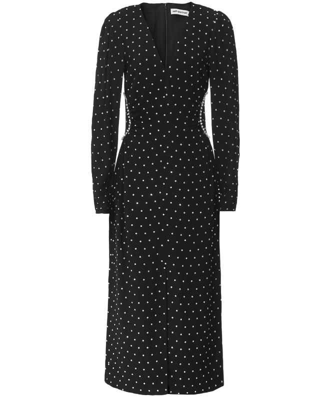 Self-Portrait Diamante V-Neck Midi Dress