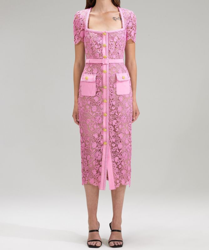 Self-Portrait Guipure Lace Midi Dress
