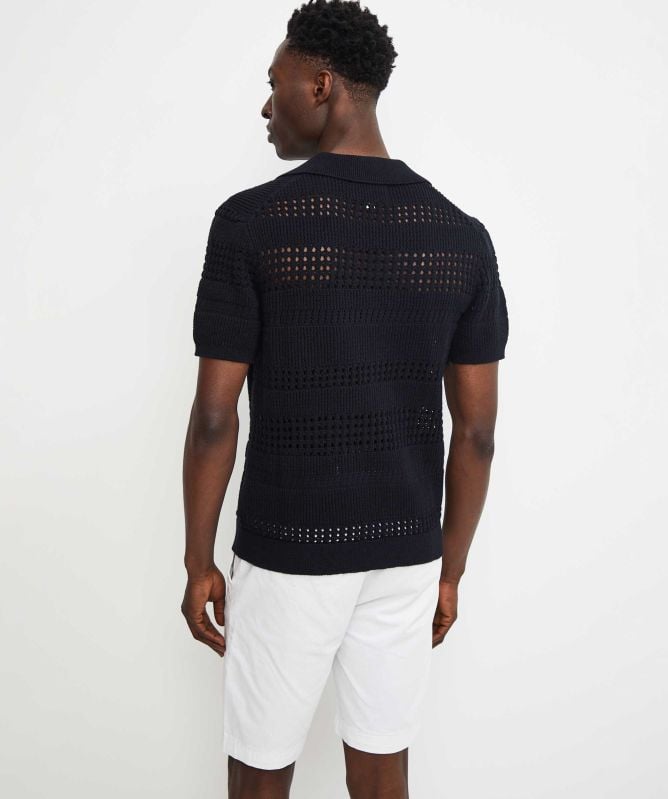 Wax London Siena Pointelle Knit Polo Shirt