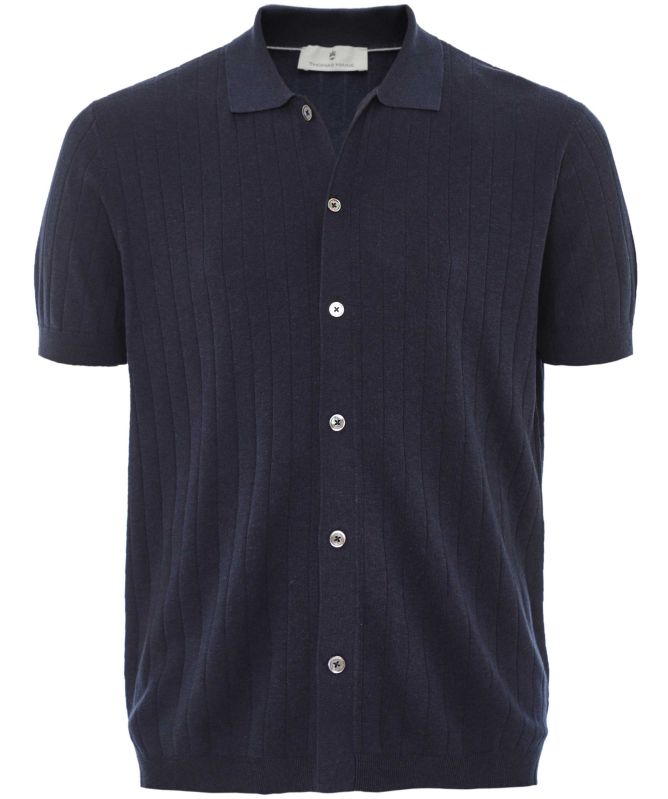 Thomas Maine Ribbed Short-Sleeve Cardigan