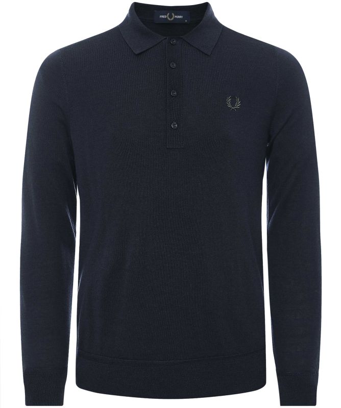 Fred Perry Long Sleeve Fine Knit Polo Shirt