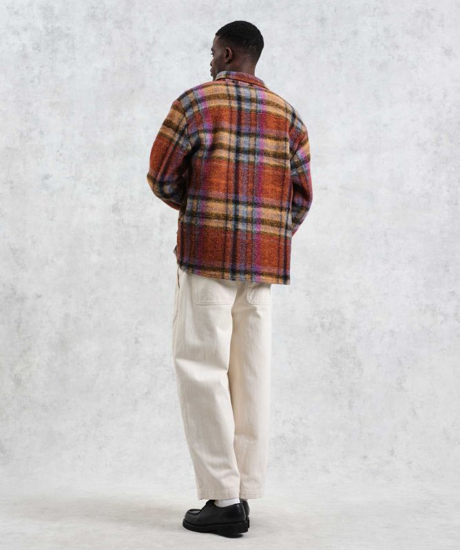 Wax London Wool Check Whiting Overshirt