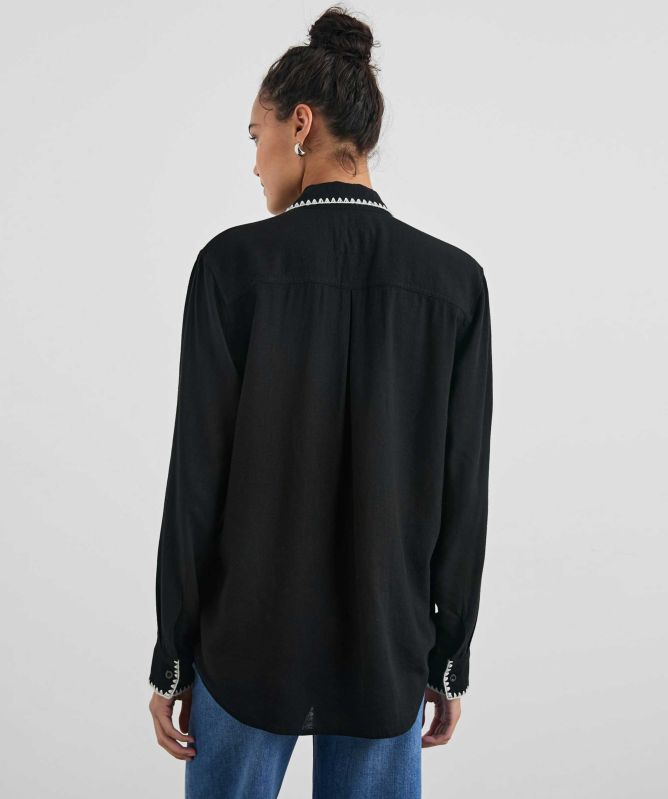 Rails Linen Blanket Stitch Charli Shirt