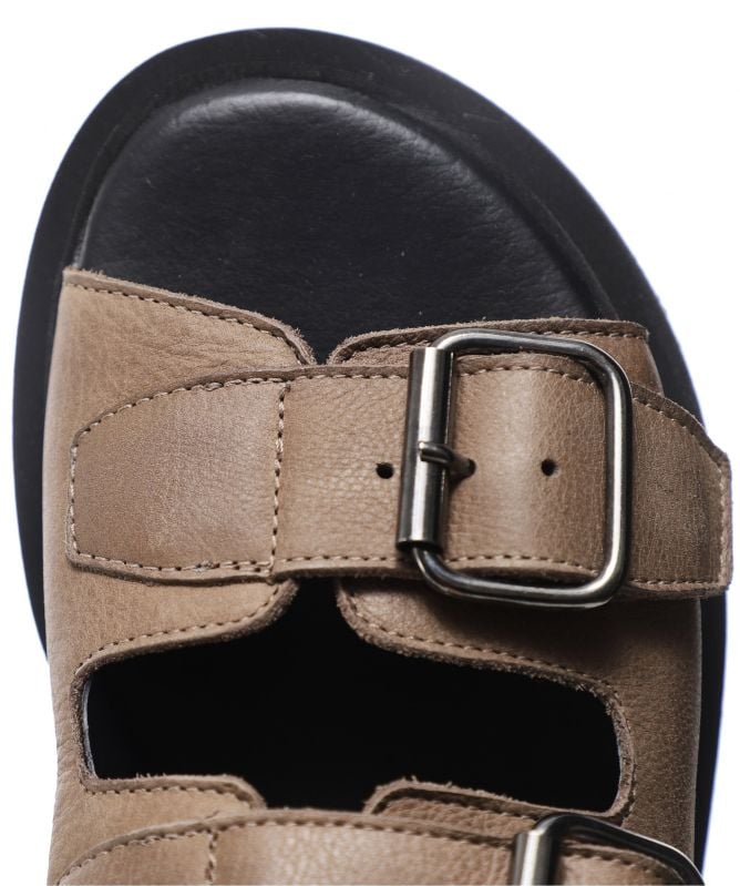 Lofina Gasoline Leather Buckle Sandals