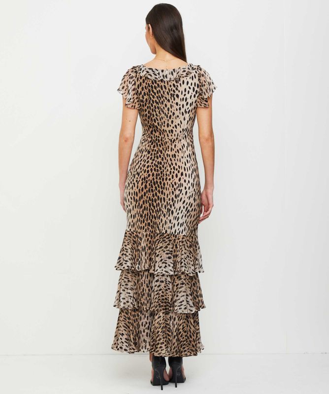 RIXO Amelle Silk Ruffle Maxi Dress