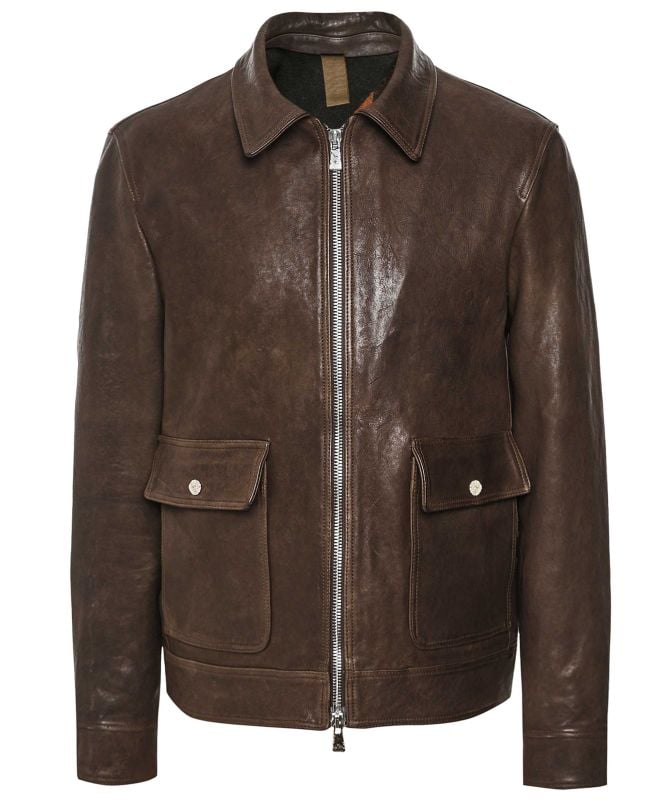 J. Blades Lined Leather Zip Jacket