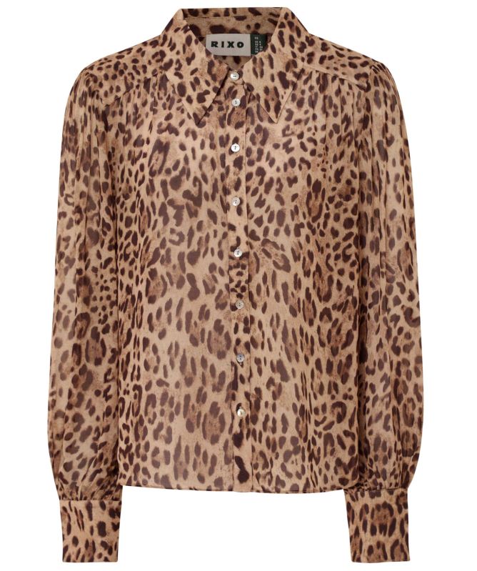 RIXO Blake Leopard Print Shirt