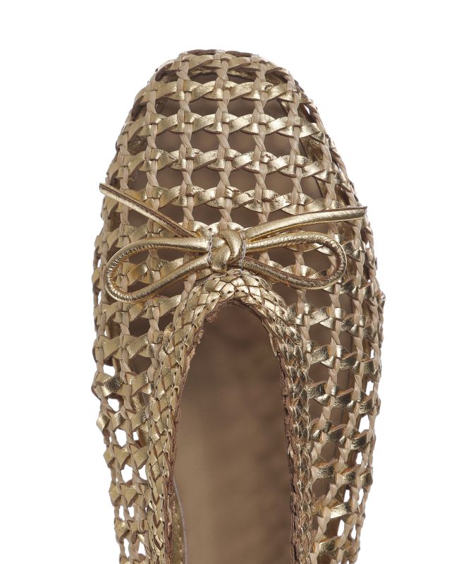 INUOVO Raffia Leather Ballet Flats