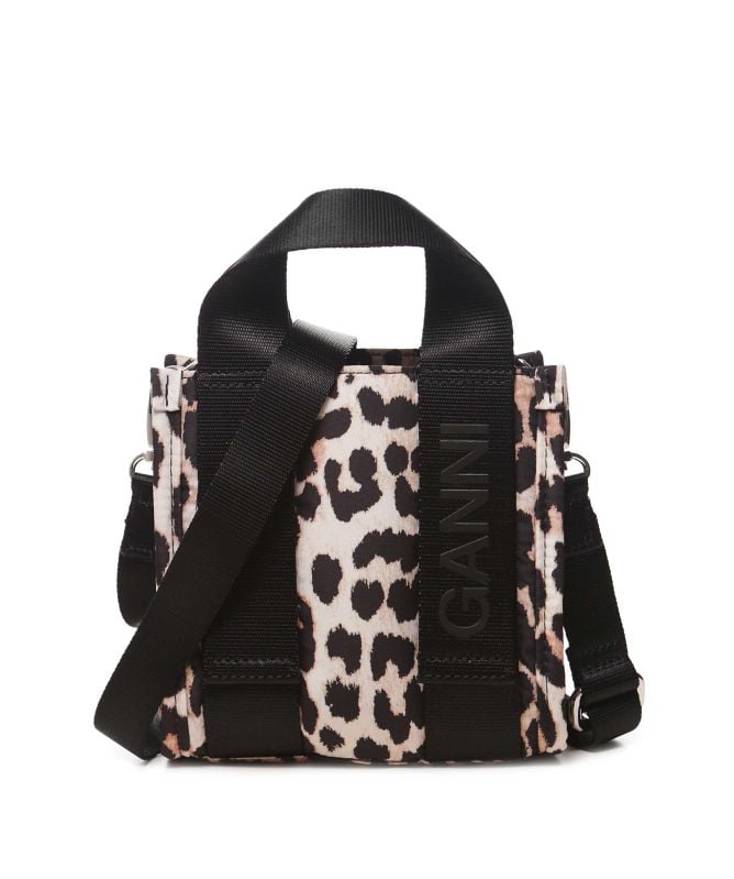 GANNI Mini Leopard Tech Tote Bag