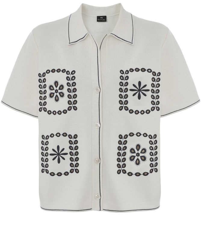 Paul Smith Floral Embroidery Short-Sleeve Shirt