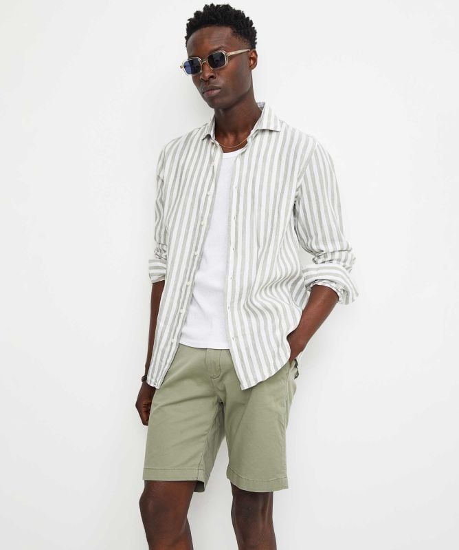 Thomas Maine Linen Cotton Striped Roma Shirt