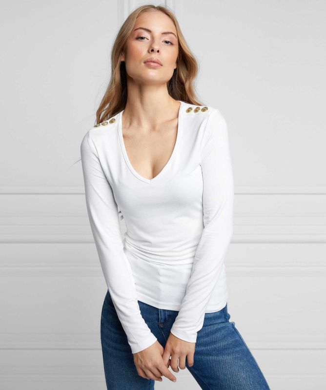 Holland Cooper Long Sleeve V-Neck T-Shirt
