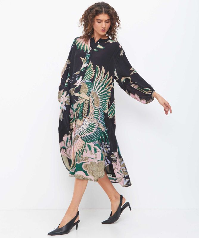 One Hundred Stars Crane Emerald Crepe Darcy Dress