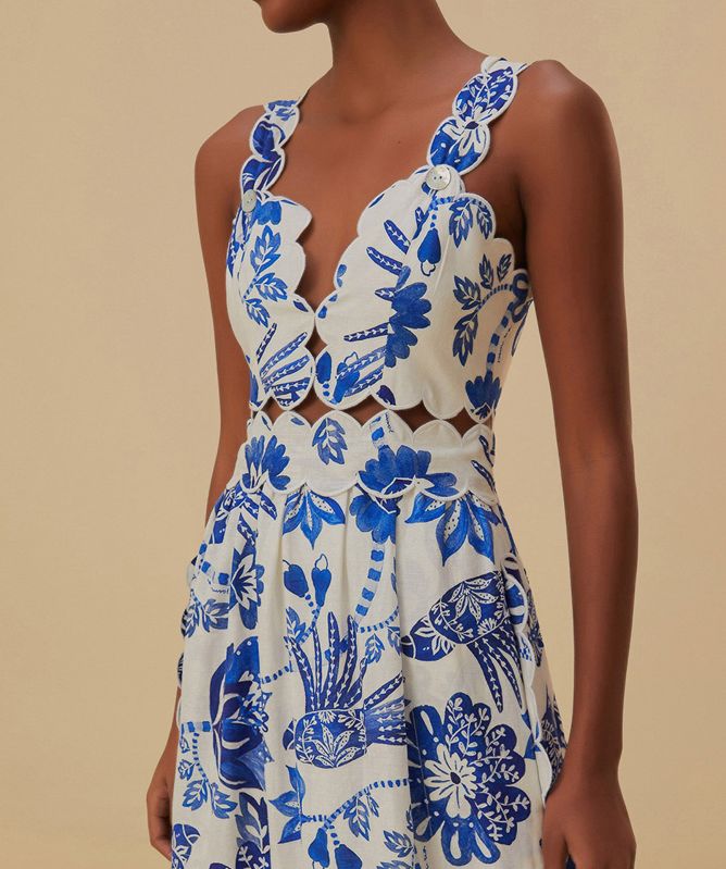 ワンピース FARM RIO Ornament Floral viscose midi dress Ornament Floral viscose midi dress FARM RIO - Nugnes1920