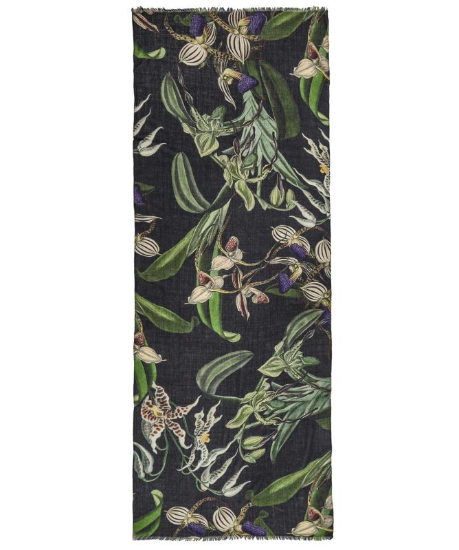 One Hundred Stars Orchid Black Wool Scarf