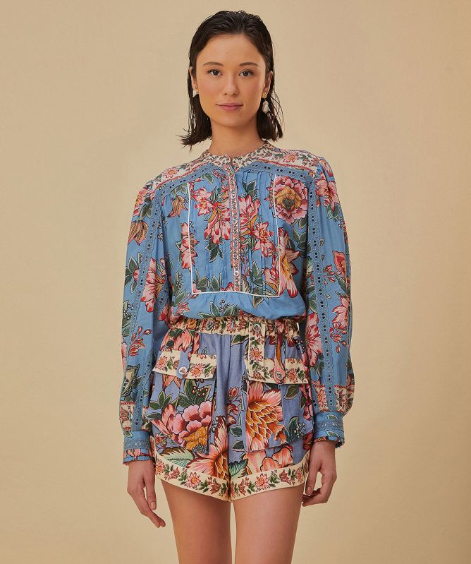 FARM Rio Wonderful Bouquet Linen Shorts