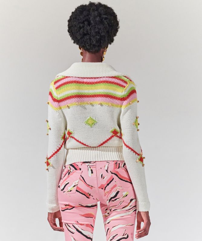 Hayley Menzies Intarsia Diamond Bead Cardigan