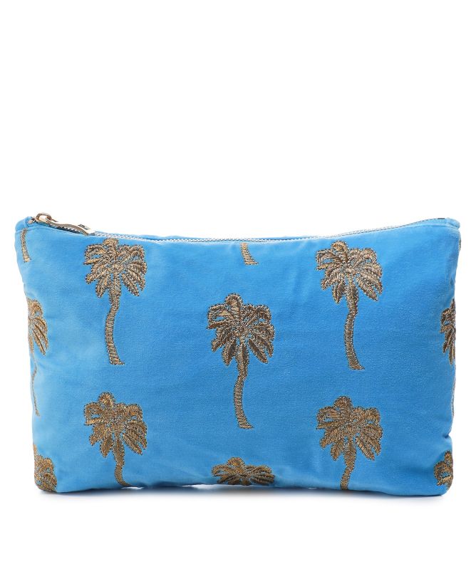 Elizabeth Scarlett Gold Palm Blue Everyday Pouch