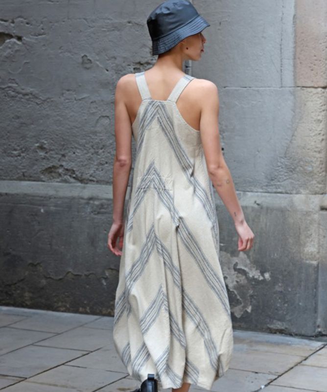 Lurdes Bergada Striped Linen-Blend Midi Dress