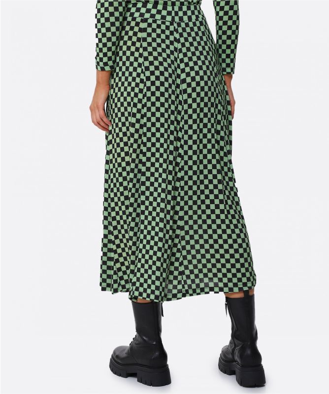 slim fit dress slacks E25208-Checkerboard Sweat Dress-green tea check