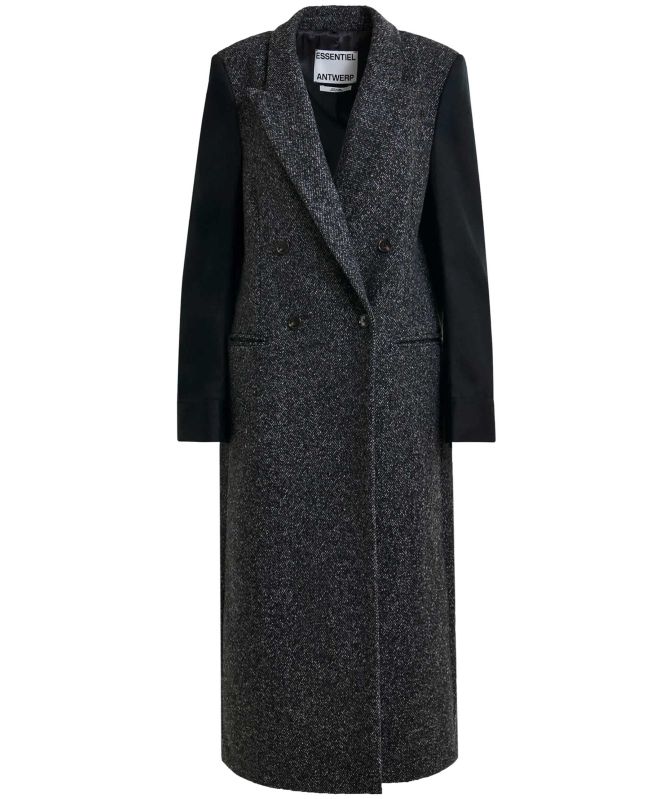 Essentiel Antwerp Ivona Contrast Sleeve Double Breasted Coat
